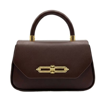 Sac à main noir structuré chic à fermoir doré luxe