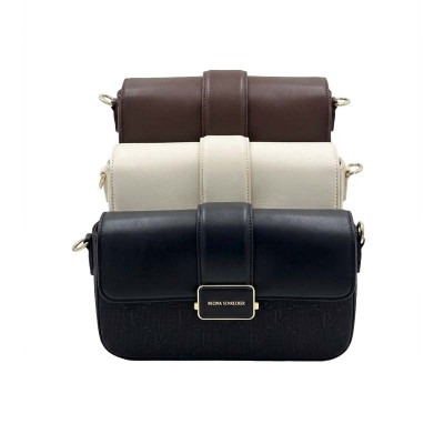 Sac Regina en cuir lisse avec finitions dorées élégantes chic