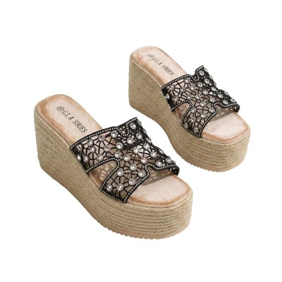 Sabots GLA SHOES à plateforme avec strass et motif résille