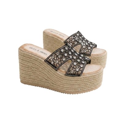 Sabots GLA SHOES à plateforme avec strass et motif résille