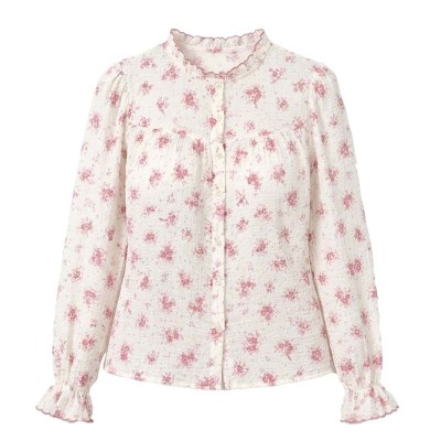 chemise fleuri avec manche bouffante
