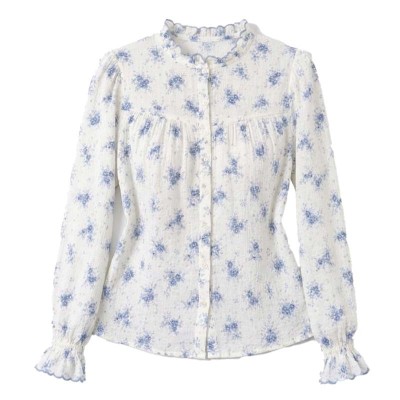 chemise fleuri avec manche bouffante