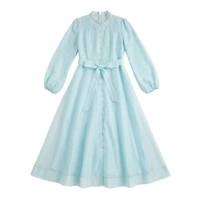 Robe Stella longue perlée à col brillant et coupe fluide