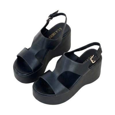 Sandales compensées GLA Shoes à bride ajustable élégante