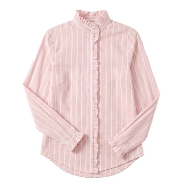 Chemise rayée avec col montant de style officier entièrement bordé