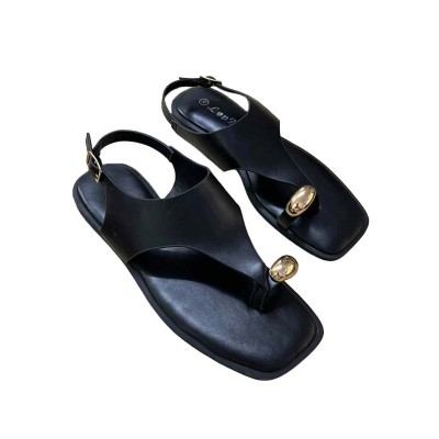 Sandales plates Lov'it à détail doré et bride ajustable chic