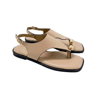 Sandales plates Lov'it à détail doré et bride ajustable chic