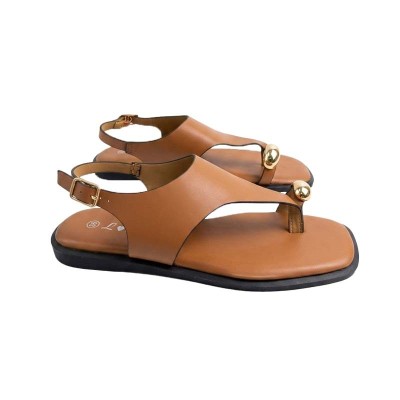 Sandales plates Lov'it à détail doré et bride ajustable chic