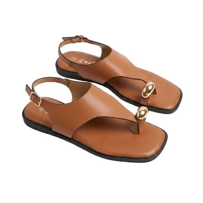 Sandales plates Lov'it à détail doré et bride ajustable chic