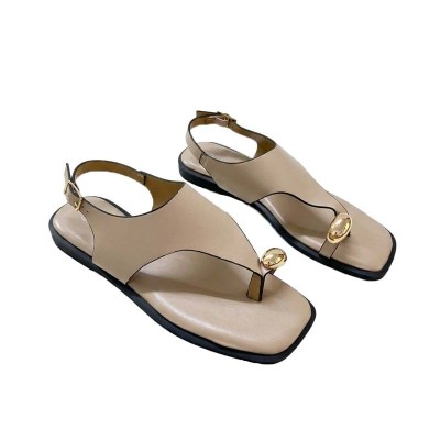 Sandales plates Lov'it à détail doré et bride ajustable chic