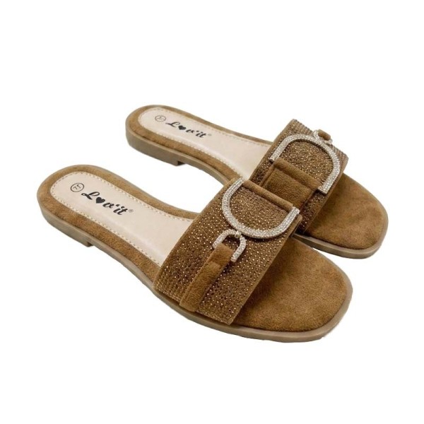Mules Lov'it en suédine à strass pour un style lumineux chic