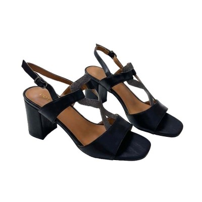 Sandales Poti Pati tressées à strass et talon bloc chic