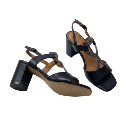 Sandales Poti Pati tressées à strass et talon bloc chic