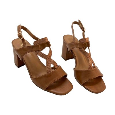 Sandales Poti Pati tressées à strass et talon bloc chic