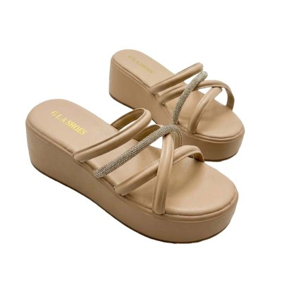 Mules GLA SHOES croisées à plateforme et détails brillants