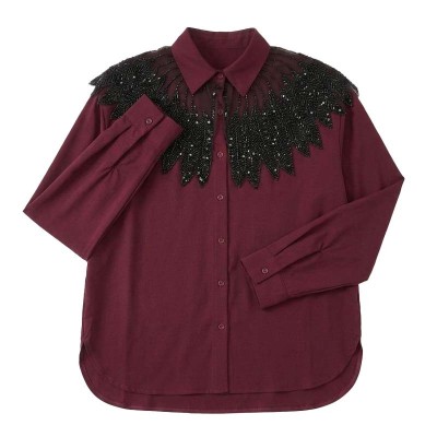 Chemise femme manches longues à sequins dorés élégante