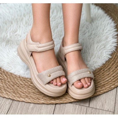 Sandales compensées noires femme à strass – Élégance & confort