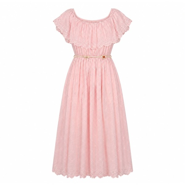 Robe longue élégante en broderie anglaise