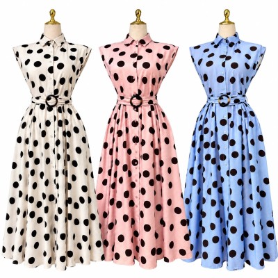 Robe chemise longue à pois pour femme – élégante et tendance
