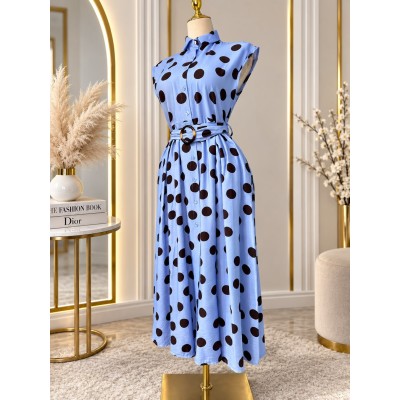 Robe chemise longue à pois pour femme – élégante et tendance