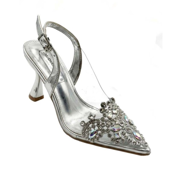 Escarpins soirée à bride dorée et strass scintillants