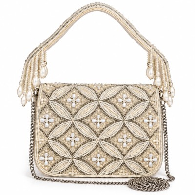Sac à main femme chic brodé de perles, disponible en 3 couleurs