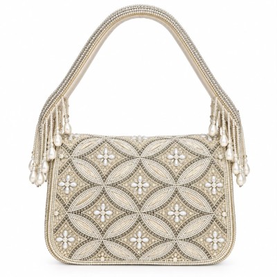 Sac à main femme chic brodé de perles, disponible en 3 couleurs