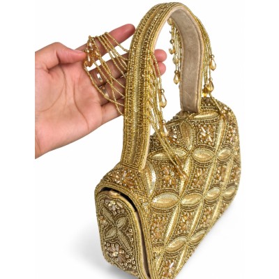 Sac à main femme chic brodé de perles, disponible en 3 couleurs