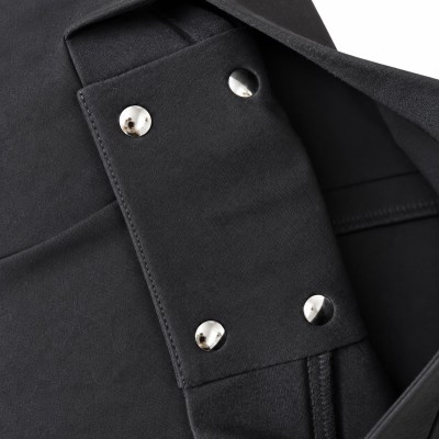 Pantalon noir femme taille haute avec boutons décoratifs tendance