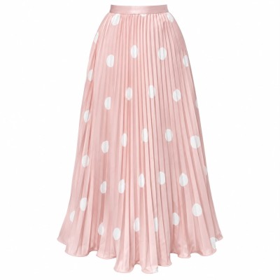 Jupe longue plissée à pois femme – 5 couleurs tendance et élégantes