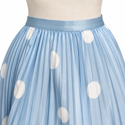 Jupe longue plissée à pois femme – 5 couleurs tendance et élégantes