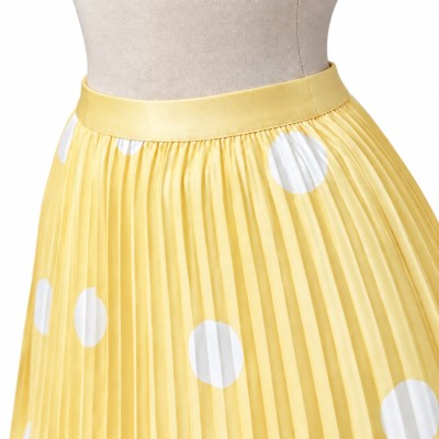 Jupe longue plissée à pois femme – 5 couleurs tendance et élégantes