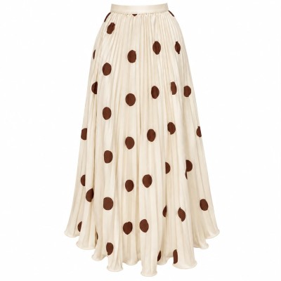 Jupe longue plissée à pois femme – 5 couleurs tendance et élégantes