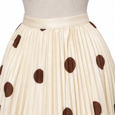 Jupe longue plissée à pois femme – 5 couleurs tendance et élégantes