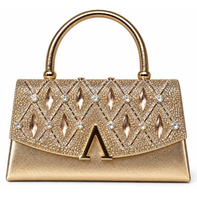 Sac soirée chic métallisé avec strass – Modèle élégant femme