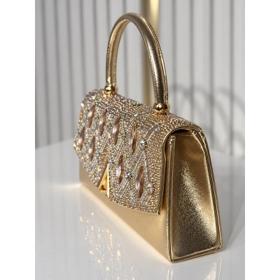 Sac soirée chic métallisé avec strass – Modèle élégant femme