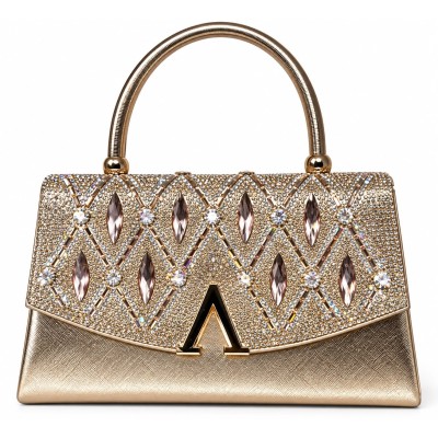 Sac soirée chic métallisé avec strass – Modèle élégant femme