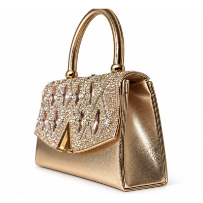 Sac soirée chic métallisé avec strass – Modèle élégant femme