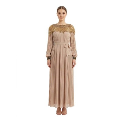Robe soirée longue plissée style oriental moderne